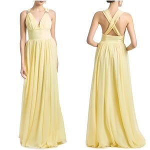 NWT Sachin & Babi Chiffon Kenzia Maxi Dress Lemon Drop Butter Yellow Sz 10